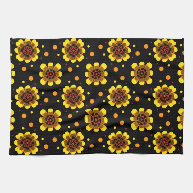 Paño De Cocina Groovy 70s Daisy Flower Power Pattern (Horizontal)