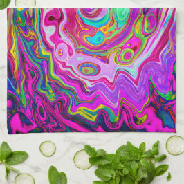 Paño De Cocina Groovy Abstracto Retro Magenta Remolino de Arcoíri