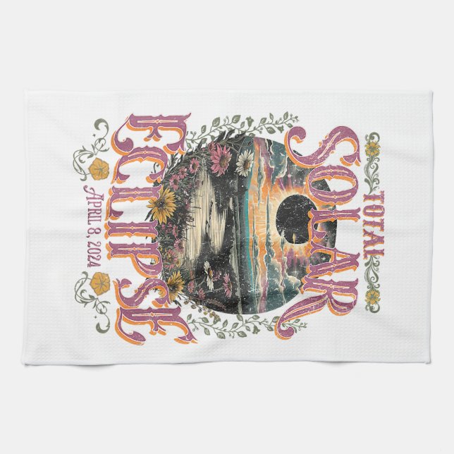 Paño De Cocina Groovy Eclipse Solar Total Abril 8 2024 Astronomía (Horizontal)