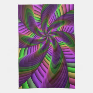 Paño De Cocina Groovy Energetic Colorful Neon Fractal