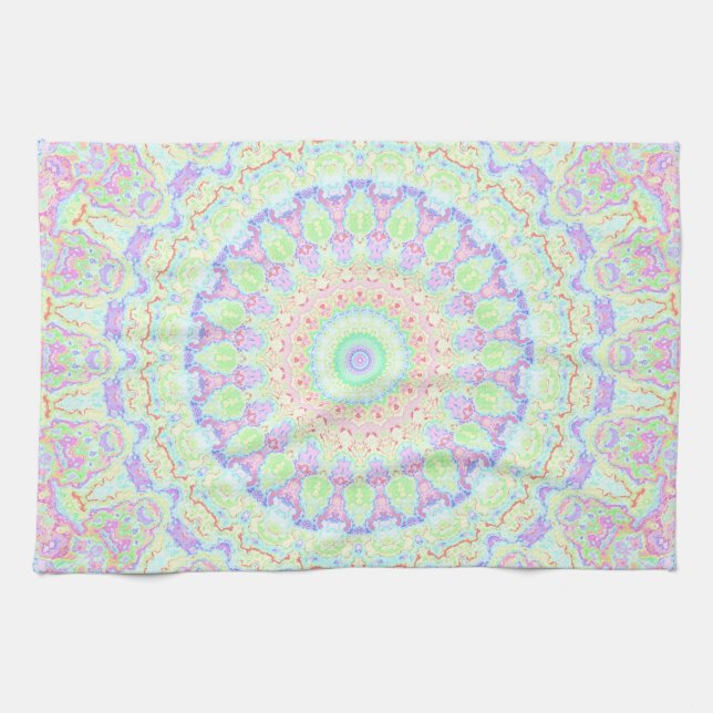 Paño De Cocina Groovy Funky Boho Hippie Rainbow Resumen Mandala (Horizontal)