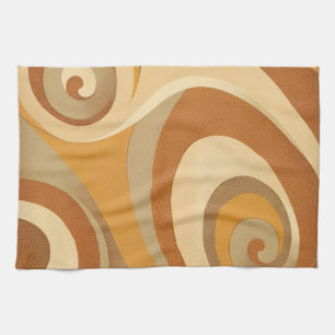 Paño De Cocina Groovy Naranja Gold Brown Mid Century Moderno