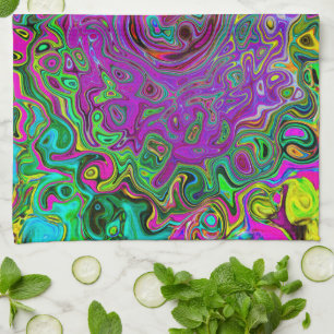 Paño De Cocina Groovy Púrpura Resumen Remo Láquido Líquido Swirl