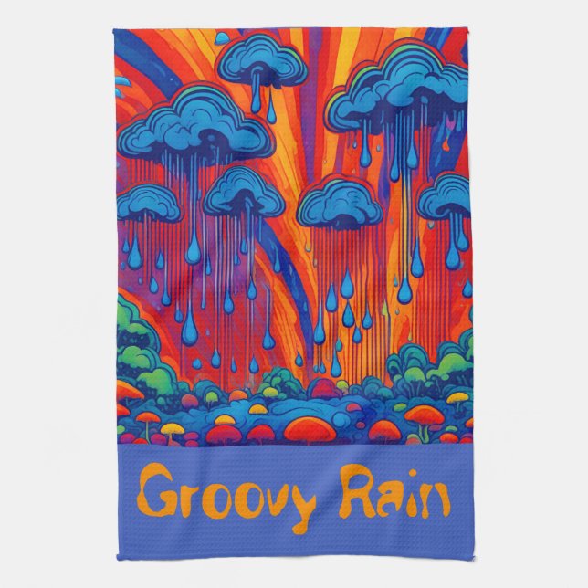 Paño De Cocina Groovy Rain Retro Style (Vertical)