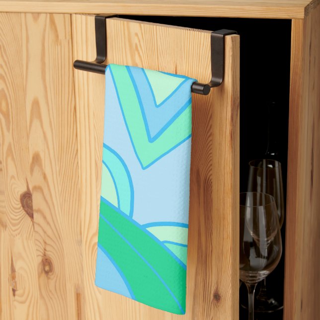 Paño De Cocina Groovy Verde Teal (Pliegue de tercios)