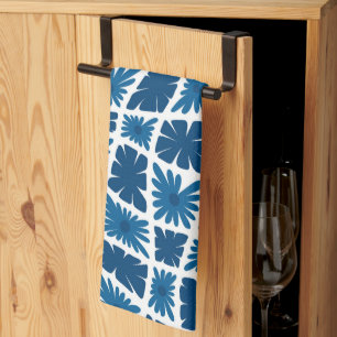 Paño De Cocina Groovy Wavy Trippy 60 Flores Cheques Blues