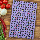 Paño De Cocina Grupo Primavera Negra Sitting Rabbits Flores Purpl<br><div class="desc">Esta toalla de mano de cocina es morada con un grupo de conejos de primavera sentados que llevan flores coloridas alrededor de sus cuellos con una salpicadura de pétalos de flores de diferentes colores.</div>