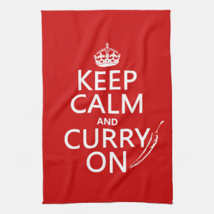 Paño De Cocina Guarde la calma y el curry encendido