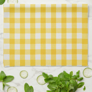 Paño De Cocina Guardería de granja a cuadros amarillo dorado