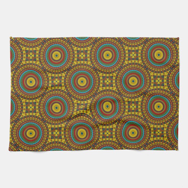 Paño De Cocina Guay Blue Red Yellow Retro Geométrica Ethbal (Horizontal)