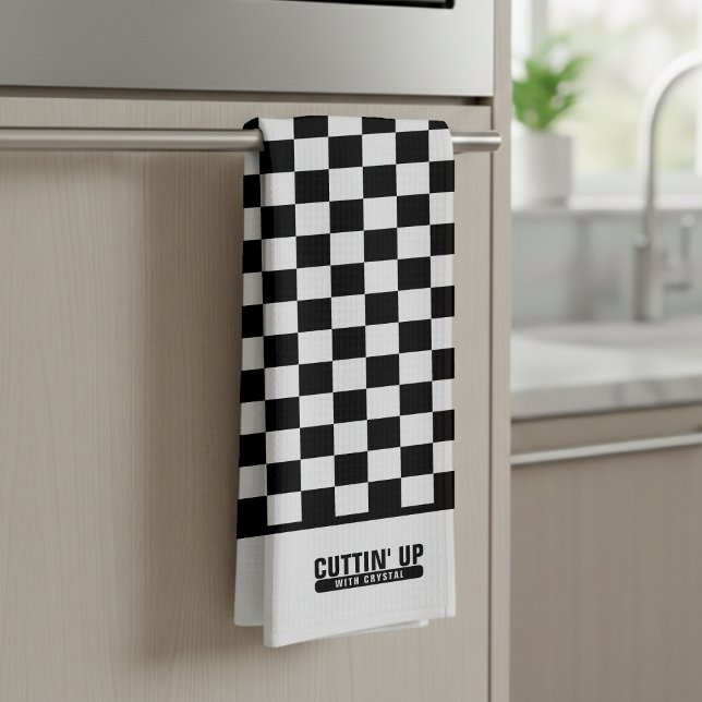 Paño De Cocina Guay Funny Cuttin Up Black & White Checkerboard (Cool Funny Cuttin' Up Black & White Checkerboard Kitchen Towel
)