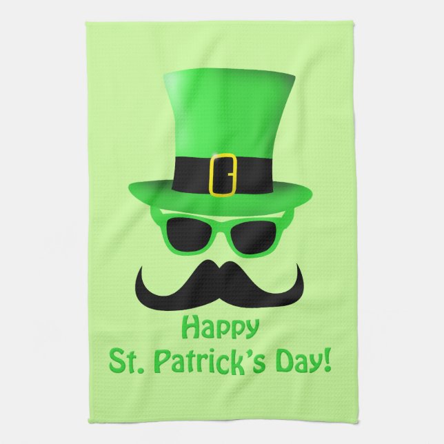 Paño De Cocina Guay Funny St. Patrick's Day Mustache Top hat Man (Vertical)