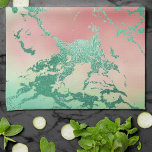 Paño De Cocina Guay Marble | El Coral Pastel y el Ombre Verde<br><div class="desc">Una paleta brillante y rica en colores con un gradiente de color acuático de mármol de inspiración unicornio en un color azul turquesa y rosa con un color púrpura lavanda. Este gradiente pintado a mano añade el toque de color perfecto. A partir de la colección "Mármolas acuáticas modernas", este diseño...</div>