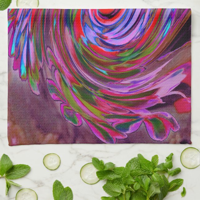 Paño De Cocina Guay Red, Blue and Pink Abstract Floral Swirl (Doblado)