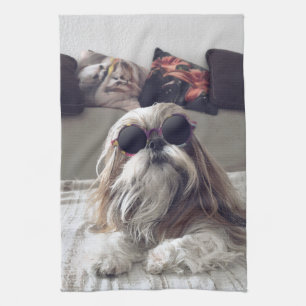 Paño De Cocina Guay Shih Tzu vintage de pelo largo gafas de sol F