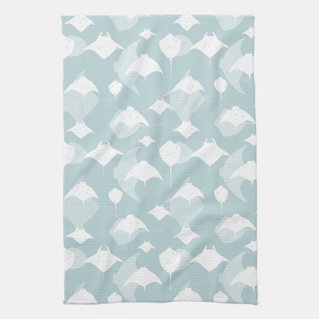 Paño De Cocina Guay Stingrays Blue White Ocean Print (Vertical)