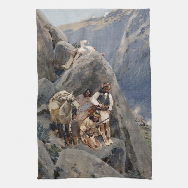 Paño De Cocina Guerreros Apache: Emboscada en la caballería norte (Vertical)