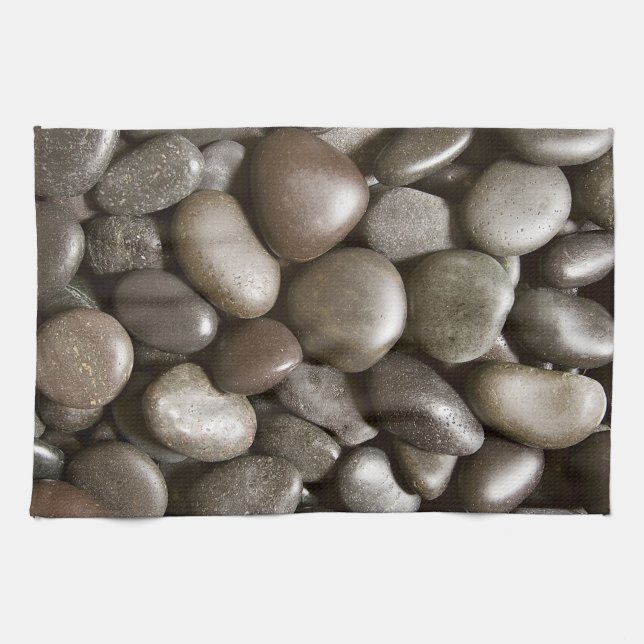 Paño De Cocina Guijarro negro del zen de la naturaleza de la roca (Horizontal)
