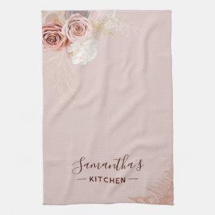 Paño De Cocina Guión de flor rosa Terracota Personalizado