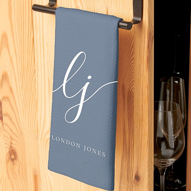 Paño De Cocina Guión de la Marina de caligrafía simple monograma  (Subido por el creador)