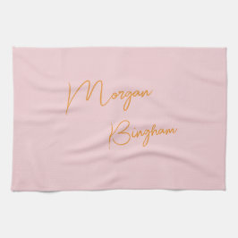 Paño De Cocina Guion de monograma minimalista rosa