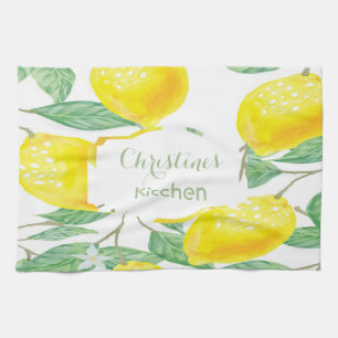 Paño De Cocina Guión de nombre verde blanco Lemons