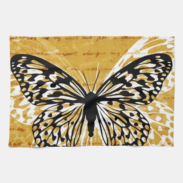 Paño De Cocina Guion dorado y mariposa (Horizontal)