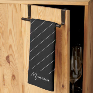 Paño De Cocina Guión elegante negro personalizado