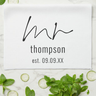 Paño De Cocina Guión moderno Mr. Name Date New Keepsake