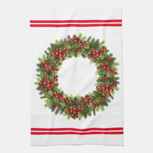 Paño De Cocina Guirnalda de la baya del Toalla-Navidad de la (Vertical)