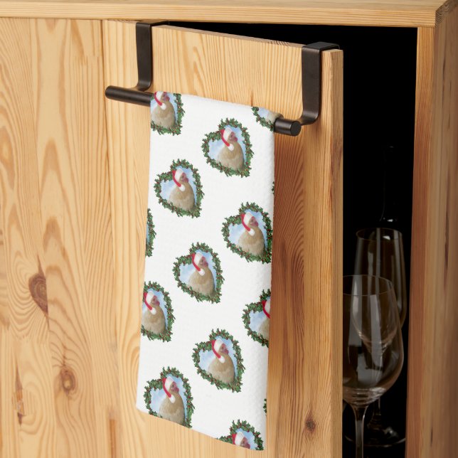 Paño De Cocina Guirnalda de Navidad con Pollo Buff Orpington (Pliegue de tercios)