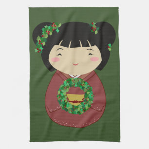 Paño De Cocina Guirnalda del navidad de Kokeshi