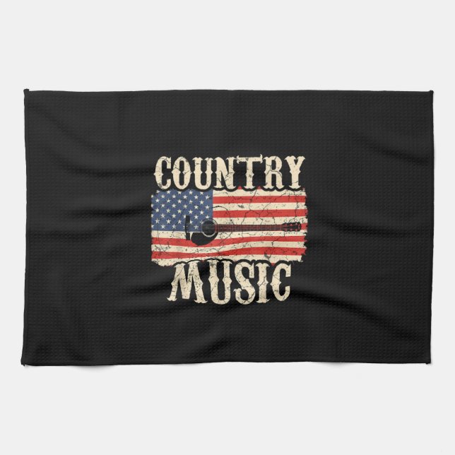 Paño De Cocina Guitarist Country Music Guitar American Flag Birth (Horizontal)