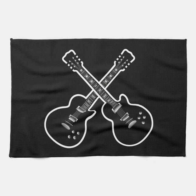 Paño De Cocina Guitarras negras y blancas frescas (Horizontal)