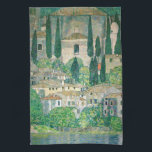 Paño De Cocina Gustav Klimt - Iglesia de Cassone<br><div class="desc">Iglesia en Cassone / Paisaje con cipreses - Gustav Klimt,  Petróleo en lienzo,  1913</div>