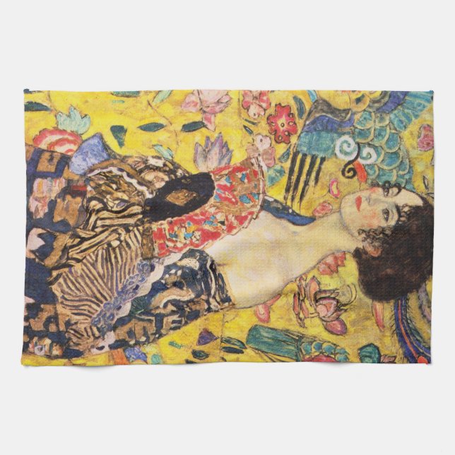 Paño De Cocina Gustav Klimt Lady Con Ventilador (Horizontal)