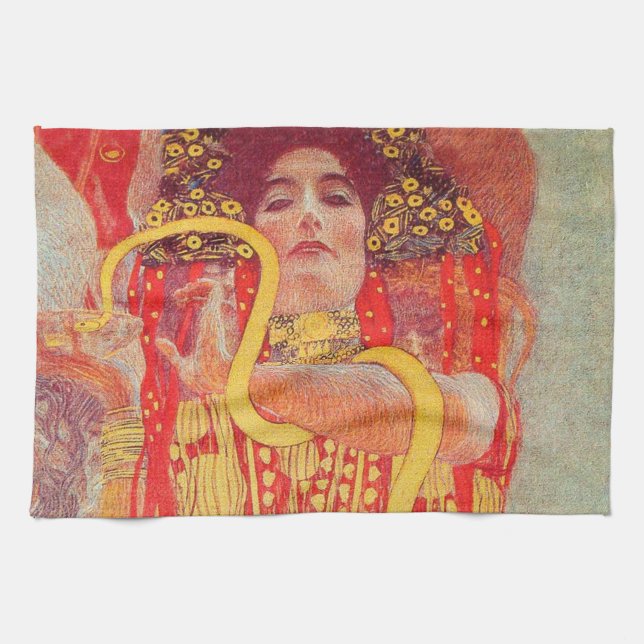 Paño De Cocina Gustav Klimt Red Woman Gold Snake Pintura (Horizontal)