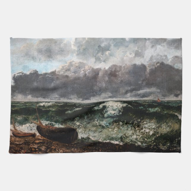 Paño De Cocina Gustave Courbet - El mar de la tormenta / La ola (Horizontal)