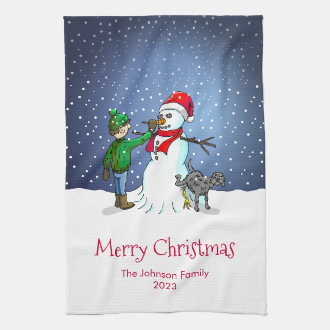 Paño De Cocina Hacer un muñeco de nieve (Vertical)