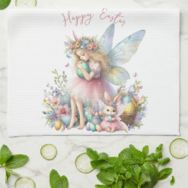 Paño De Cocina Hada de Pascua de primavera en acuarela