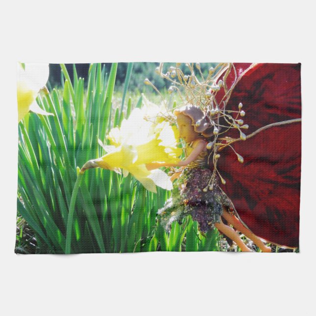 Paño De Cocina Hadas en los Daffodils (Horizontal)