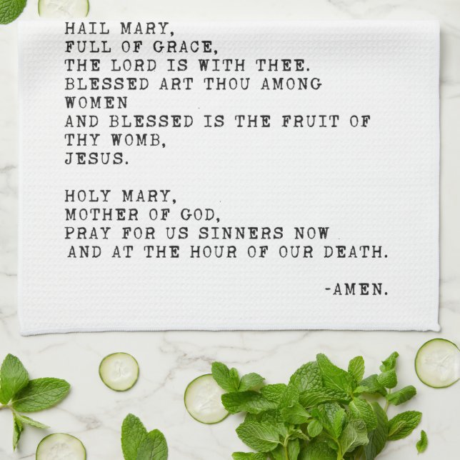 Paño De Cocina Hail Mary Prayer (Doblado)