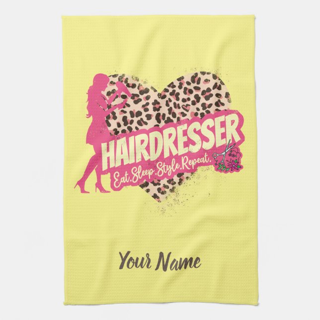 Paño De Cocina Hairdresser Leopard Hair Hustler Hairstylist (Vertical)
