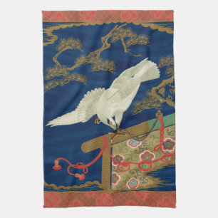 Paño De Cocina Halcón Blanco Japonés Antiguo Arte G.A. Audsley