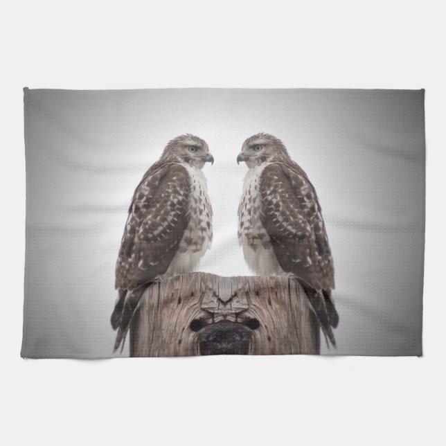 Paño De Cocina Halcones en un poste (Horizontal)