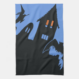 Paño De Cocina Halloween antiguo, casa embrujada aterradora y bru