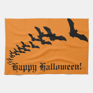 Paño De Cocina Halloween antiguo con una bandada de murciélagos v