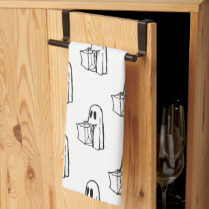 Paño De Cocina Halloween, Blanco Fantasma, Truco O Trato, Boo