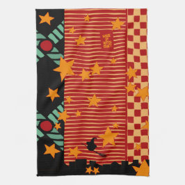 Paño De Cocina Halloween Broom Ride Over Starry City Tea Towel