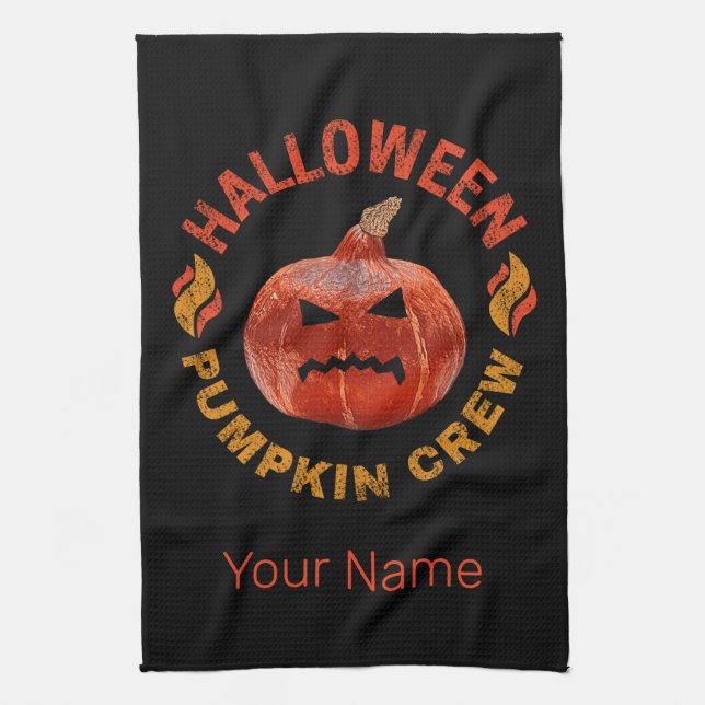Paño De Cocina Halloween Calabaza Cara de vestimenta retro Acción (Vertical)